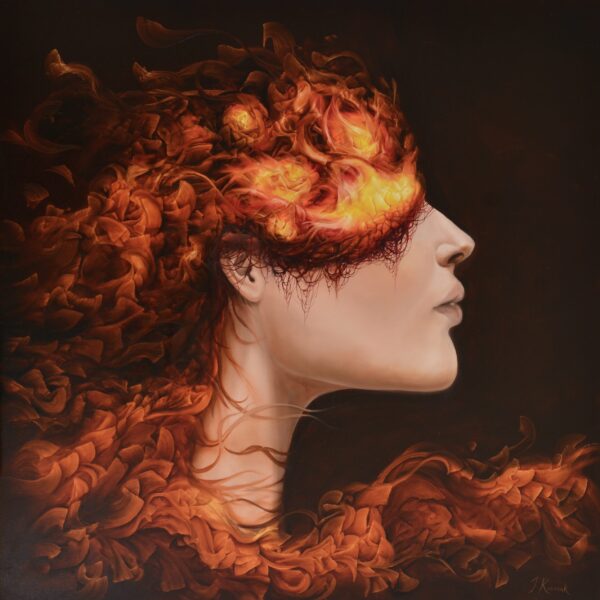 In flames II, 100 x 100 cm
